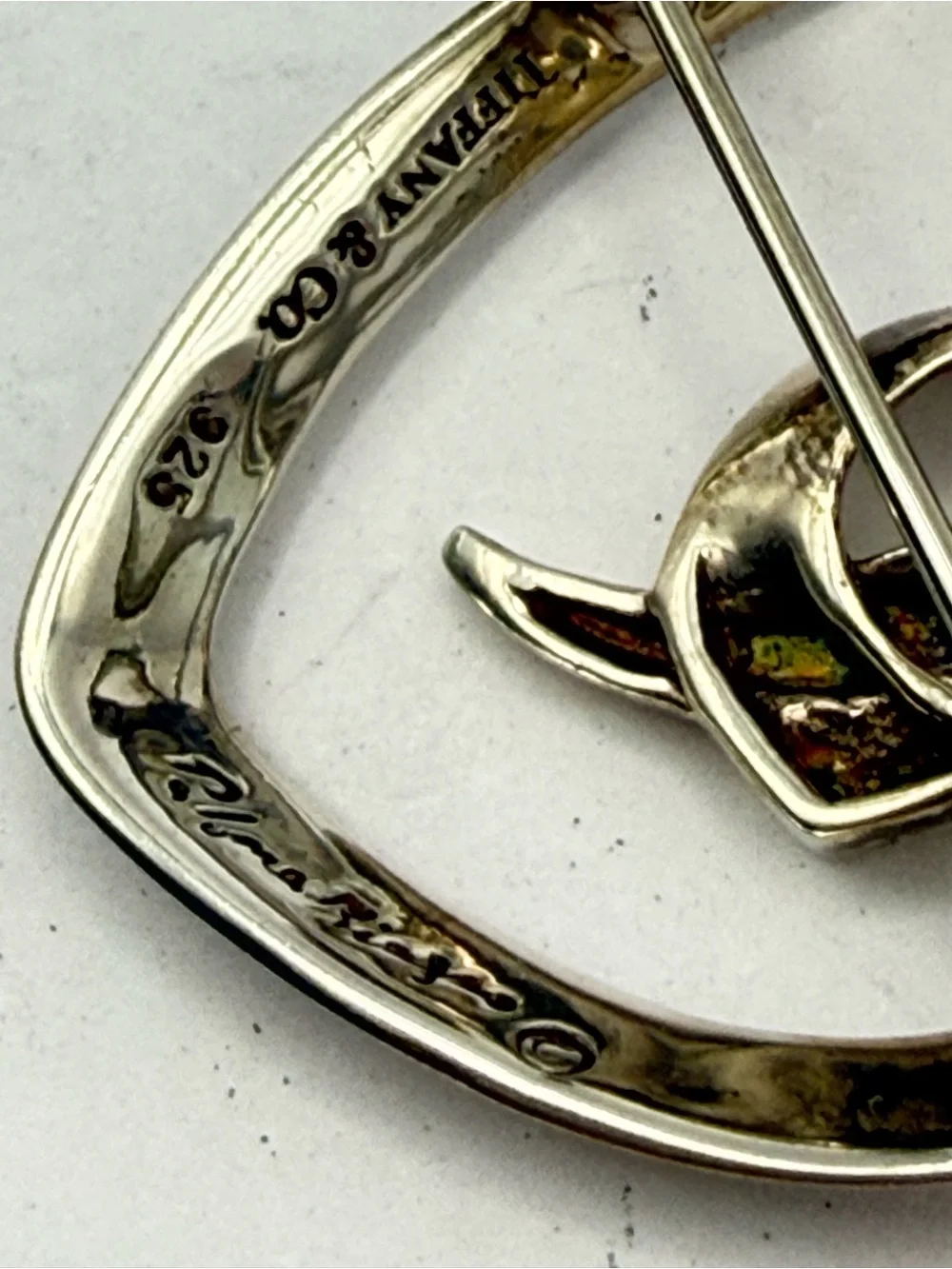 Tiffany & Co. Paloma Picasso 925 Sterling Silver Heart Pin Brooch 5.1g Vintage